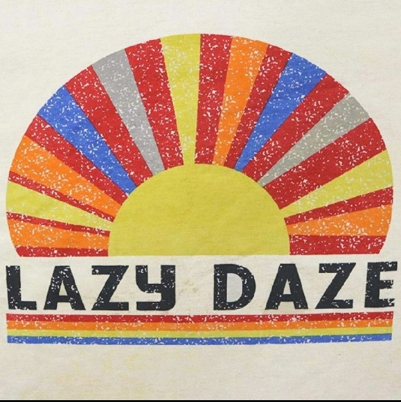 New Lazy Daze Rainbow Graphic T-Shirt Top - Picture 7 of 8